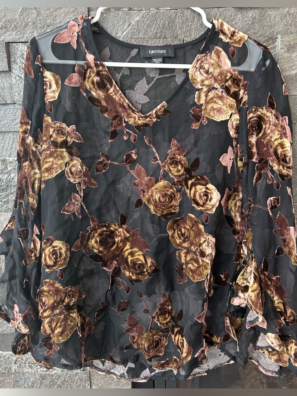 Karen Kane Velvet Burnout Floral Blouse